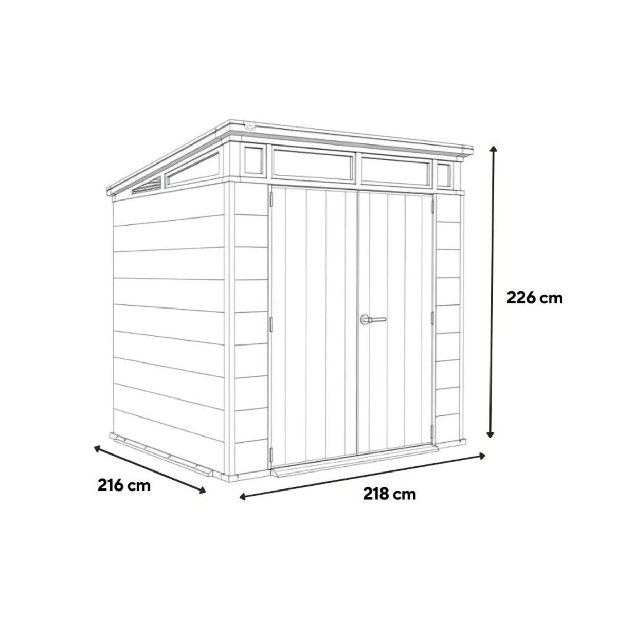 Kerti Ház Pent 7x7 - szürke, műanyag (216/226/218cm) - Keter