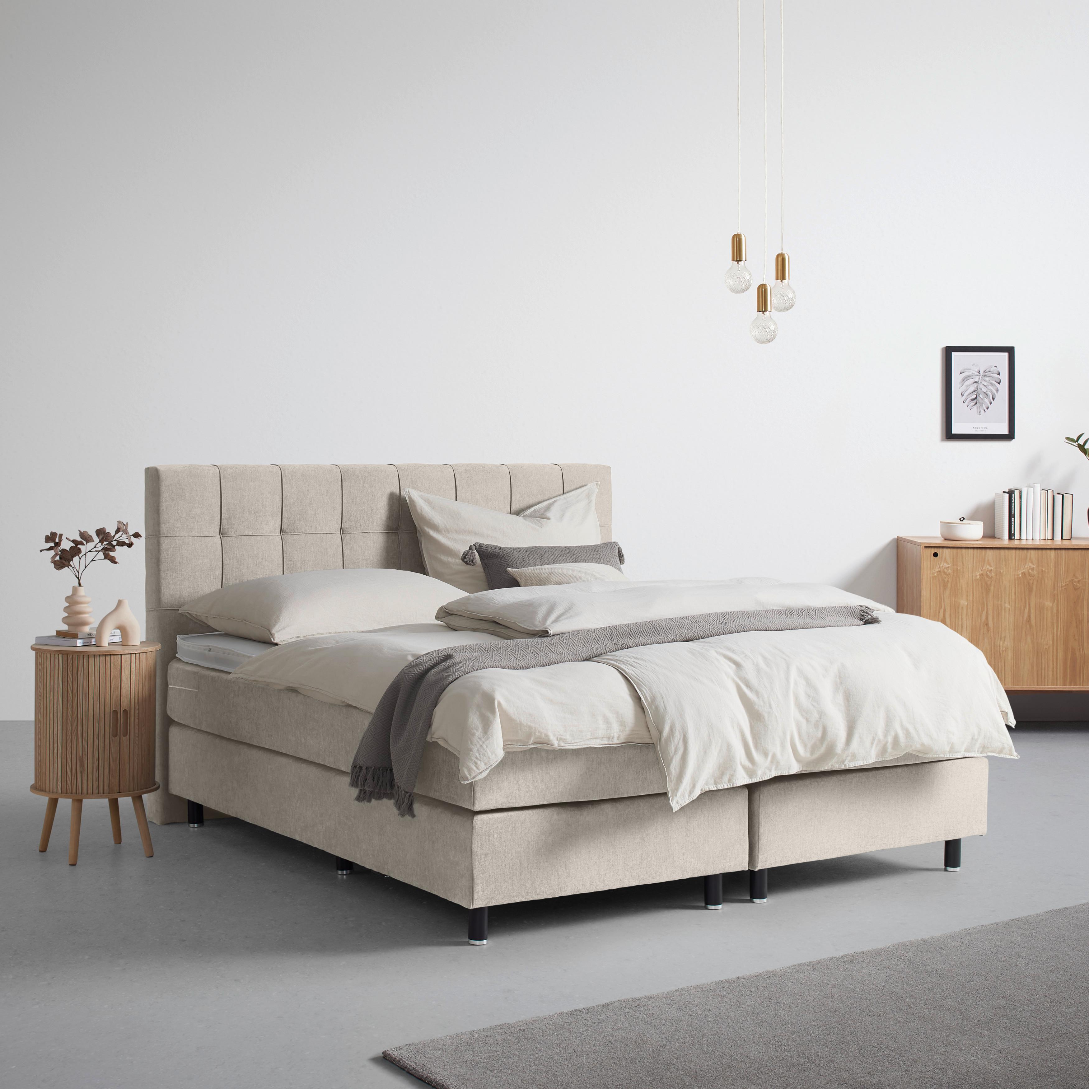 Boxspringbett Primo Taupe ca. 180x200cm - Taupe, KONVENTIONELL, Holz/Holzwerkstoff (180/200cm) - Premium Living