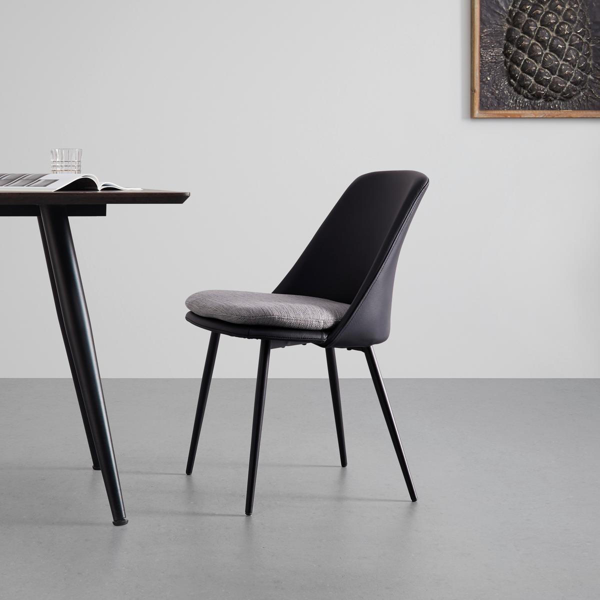 KRZESŁO BIANCA - ciemnoszary/czarny, Modern, skóra/tworzywo sztuczne (50,5/79,5/54,5cm) - Bessagi Home