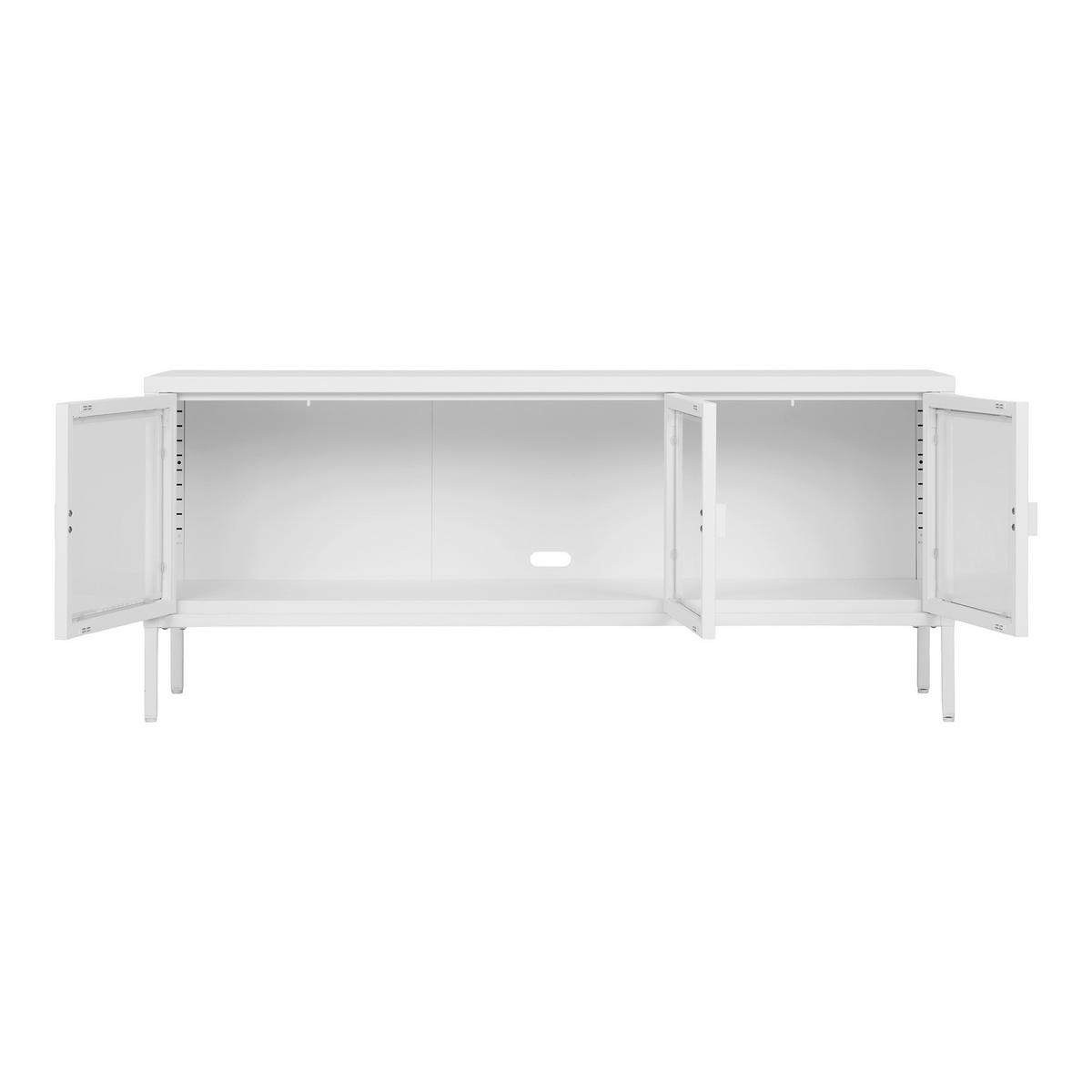 Lowboard Brisbane Weiß - Transparent/Weiß, Design, Glas/Metall (130/40/55cm) - MID.YOU