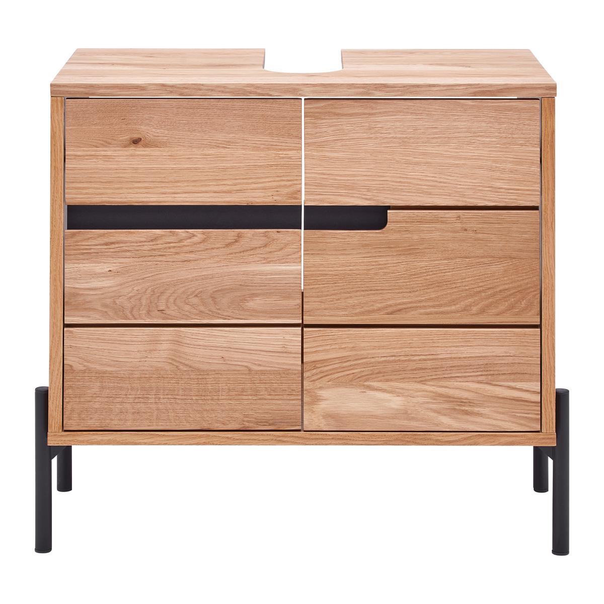 Waschbeckenunterschrank Avanto Eichefarben/Schwarz - Schwarz, Natur, Holz/Metall (64/61/35cm) - ecoTree