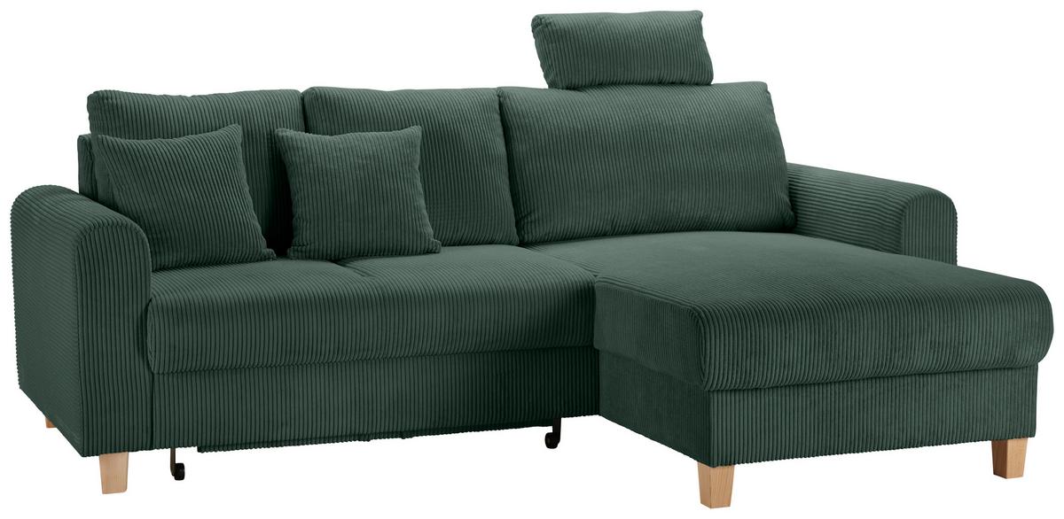 Kutna Garnitura Lille - zelena/svijetlo smeđa, Moderno, tekstil/drvo (232/110/156cm) - Best Price