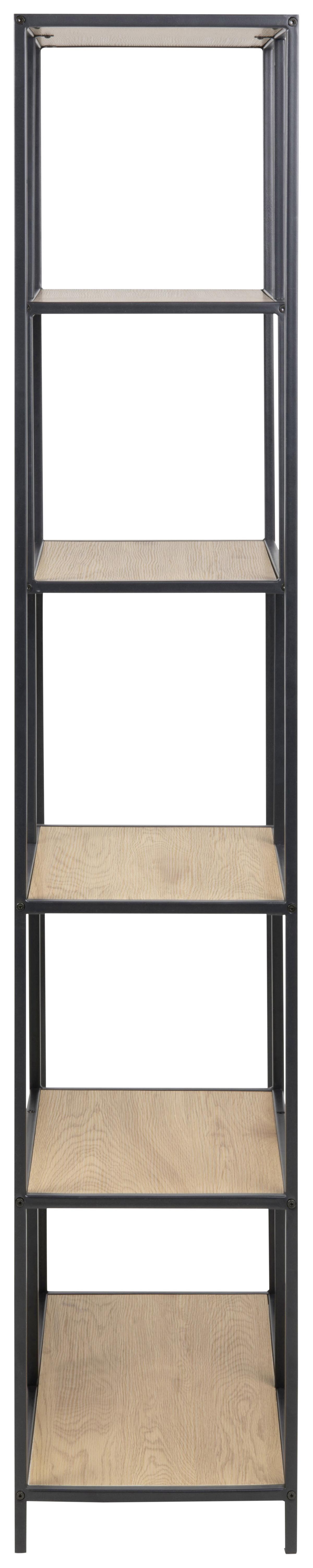 REGAŁ SEAFORD - kolor dębowy/czarny, Trend, materiał drewnopochodny/metal (77/185/35cm) - Xora