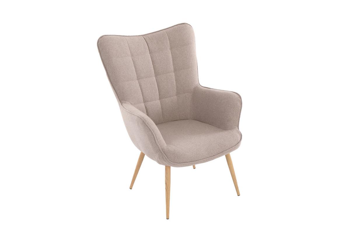 Sesselset Uta Sandfarben Webstoff - Sandfarben/Eichefarben, Basics, Textil/Metall (72/97/80cm) - MID.YOU