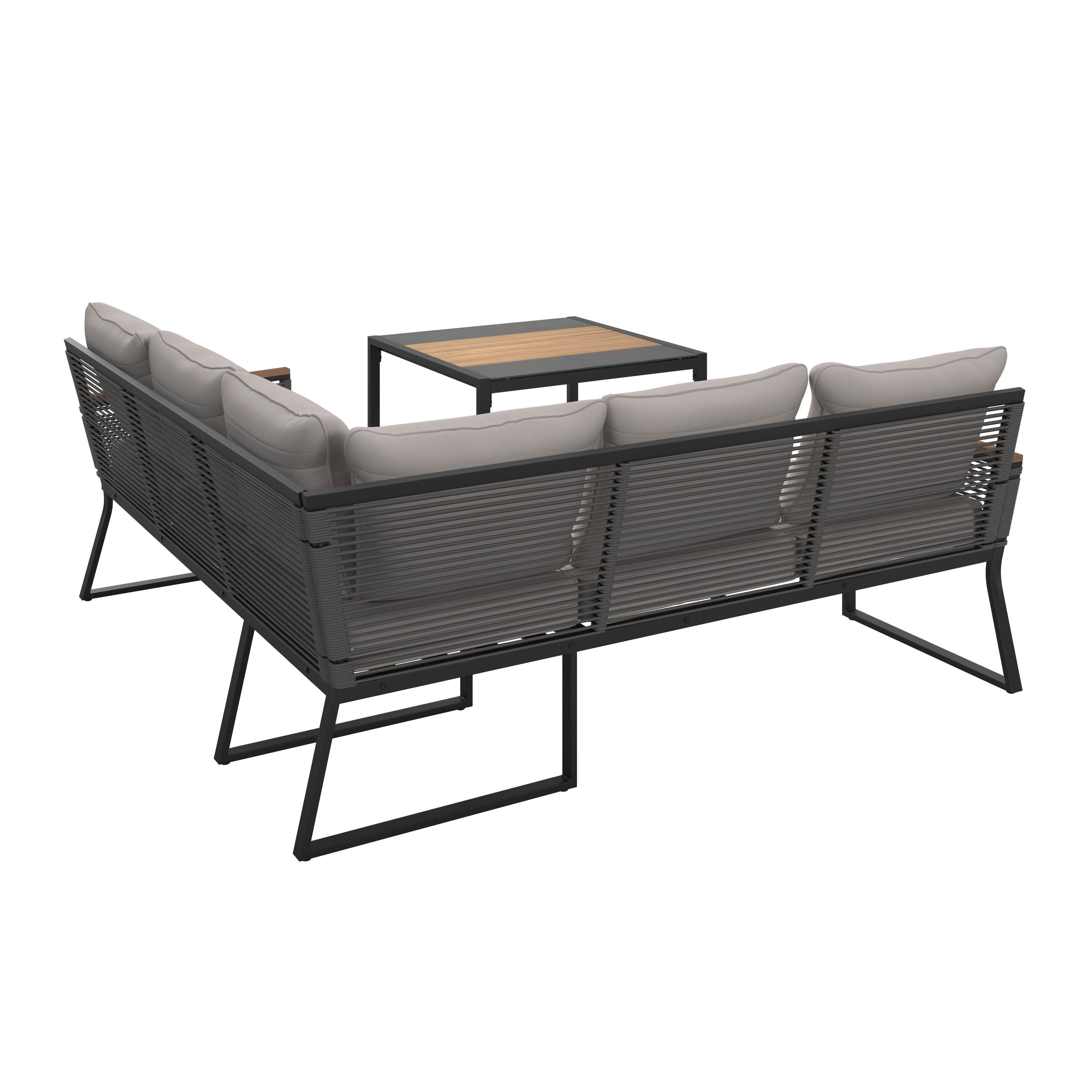 LOUNGESET SONORA - ljusgrå/svart, Modern, metall/glas (181/73/65cm) - Bessagi Garden