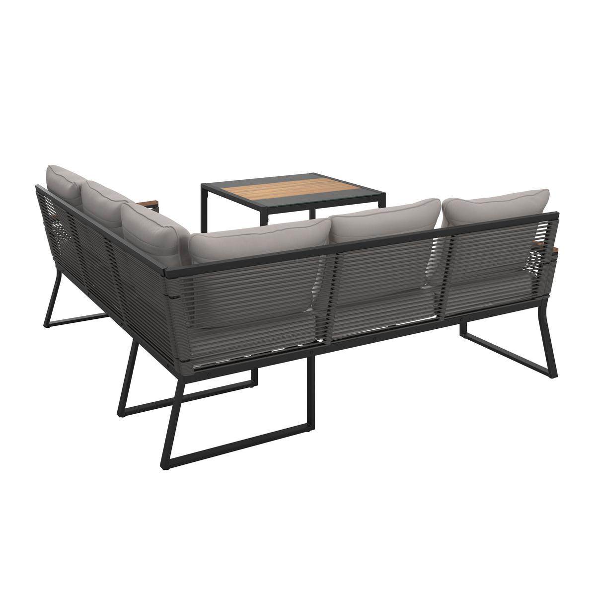 Garnitură grădină Sonora - gri deschis/culoare natur, Modern, plastic/sticlă (181/73/65cm) - Bessagi Garden