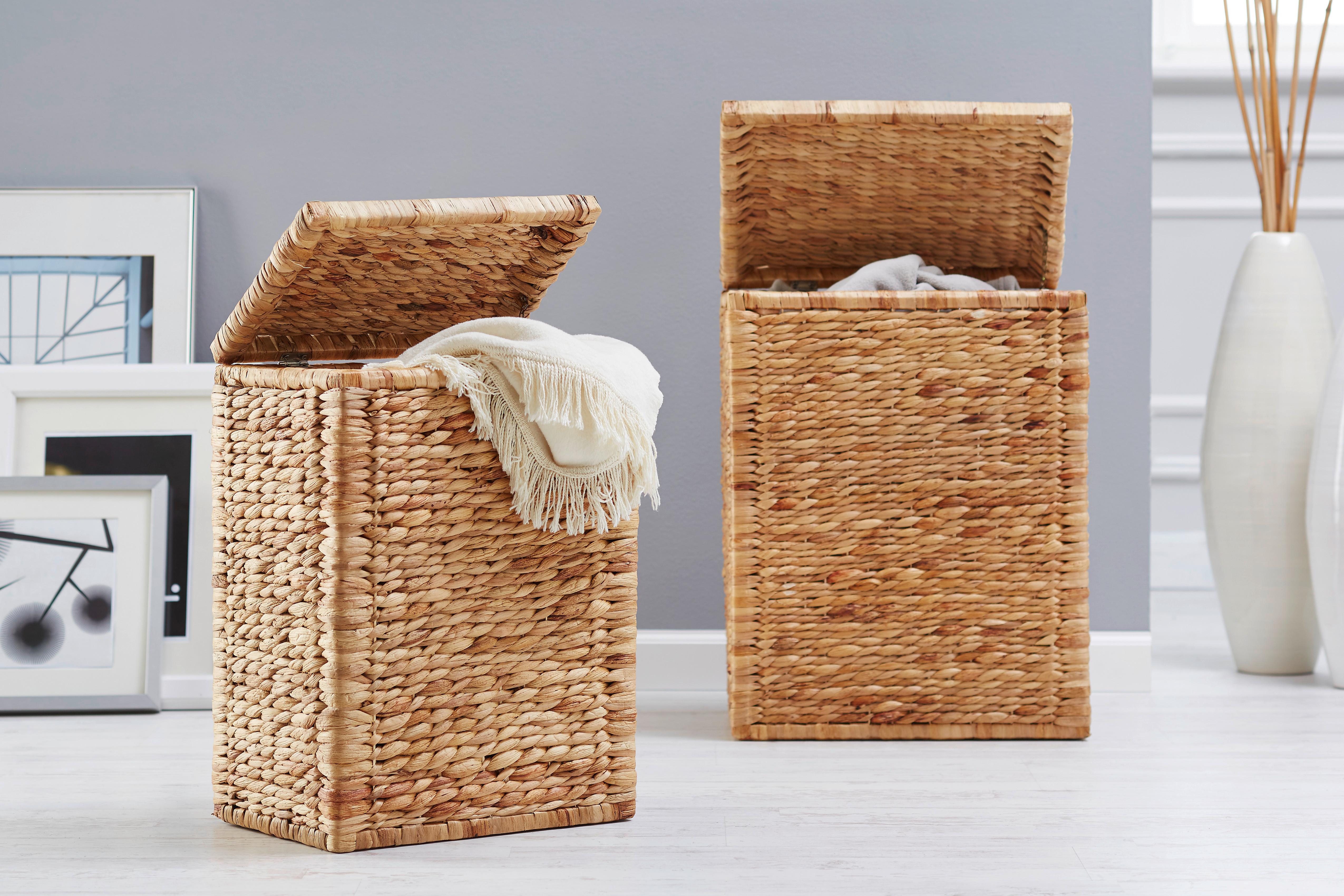 Wäschetonne Max in Naturfarben - M - Naturfarben, ROMANTIK / LANDHAUS, Naturmaterialien/Textil (46/59/34cm) - Zandiara