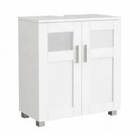 Waschbeckenunterschrank Nilari - Weiss/Silberfarben, Trend, Glas/Holzwerkstoff (60/60/29cm) - MID.YOU