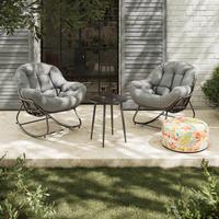 Balkonset "Isabel" Hellgrau aus Metall/Textil - Hellgrau/Schwarz, Modern, Textil/Metall (92/111/87cm) - Bessagi Garden