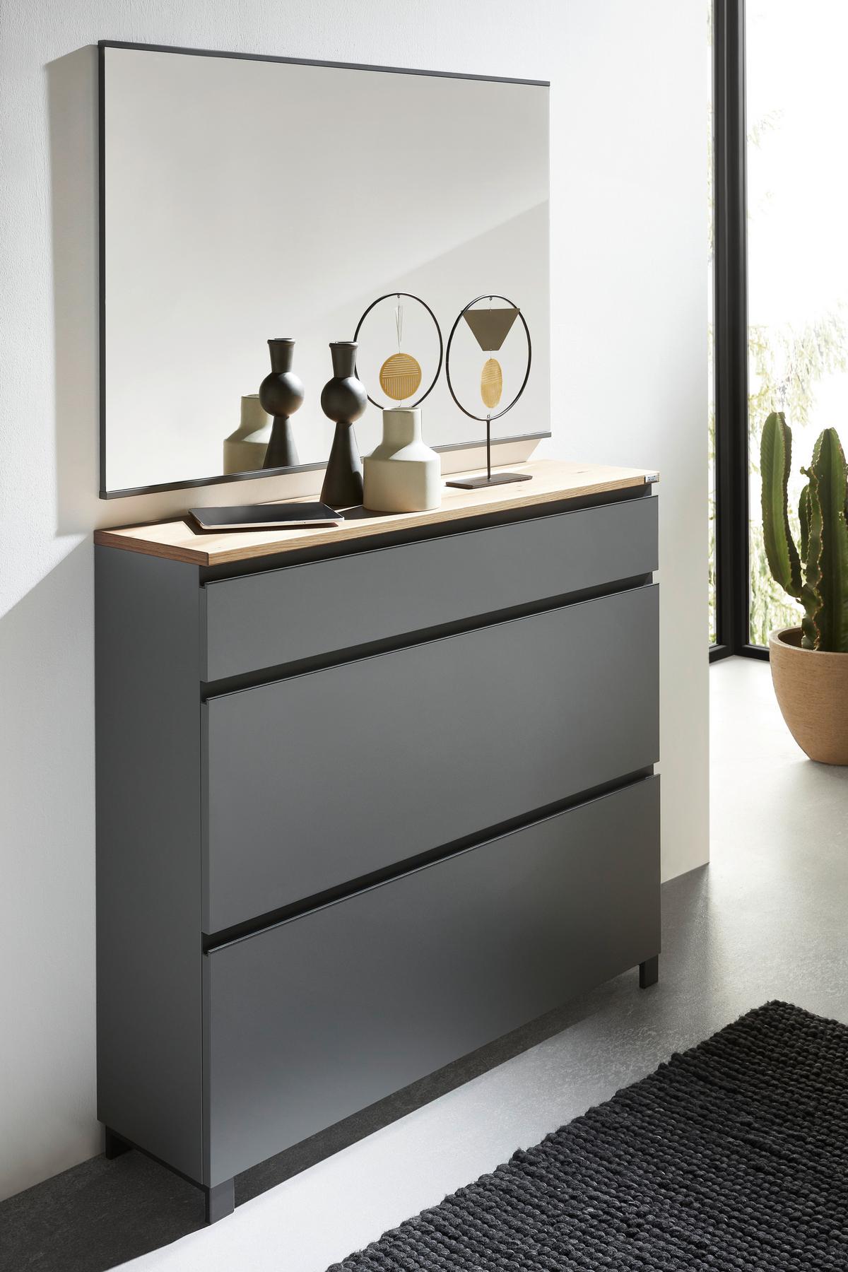 LUSTRO ŚCIENNE SORRENT - szary, Design, drewno/szkło (118/80/2cm) - Dieter Knoll