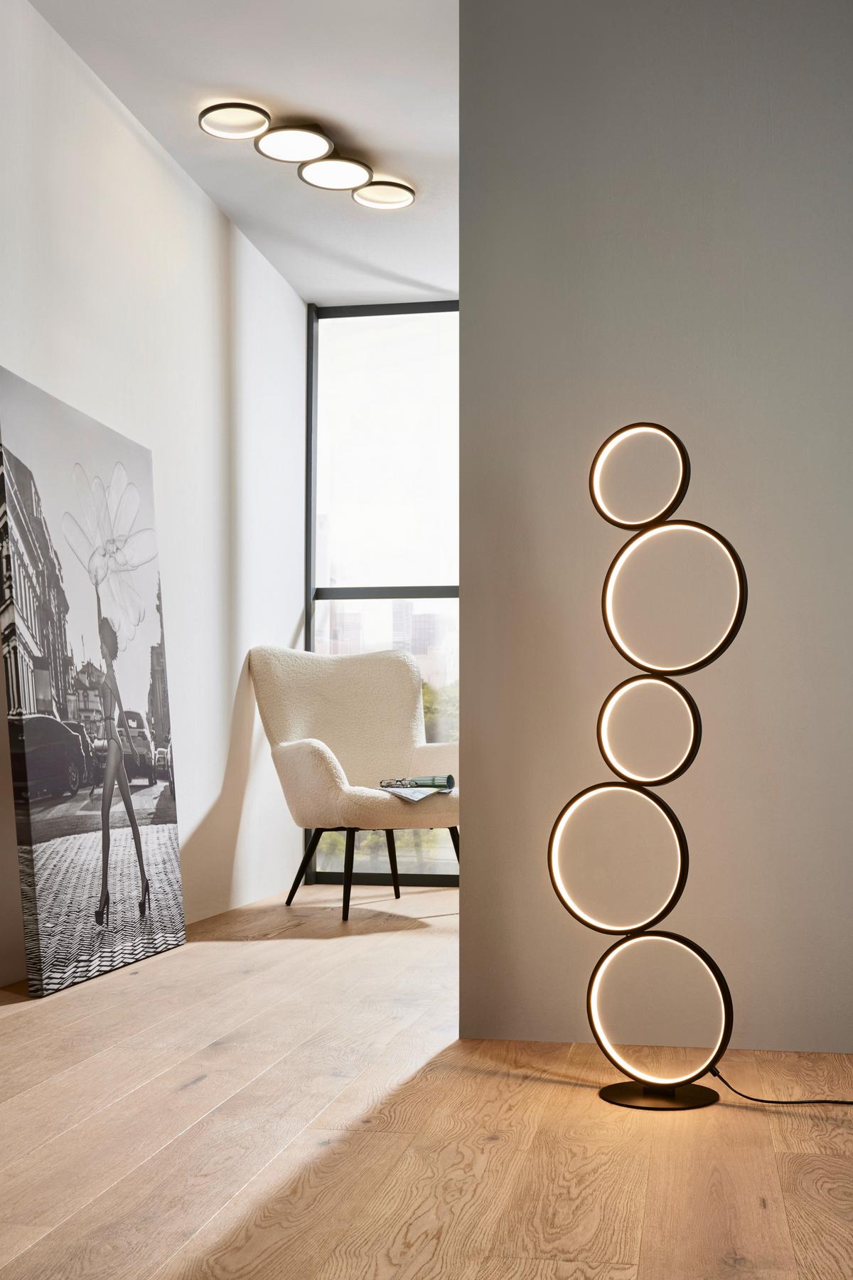 Lampadar cu LED Javier - negru, Modern, plastic/metal (36/115cm) - Mömax