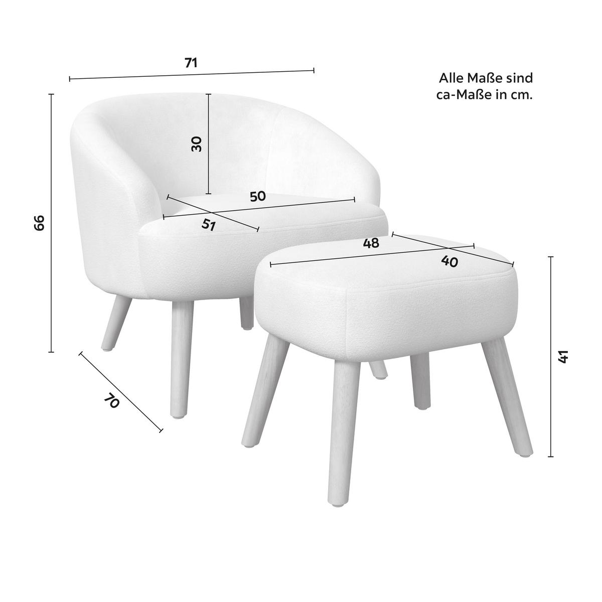 Relax Fotel Sonja - fehér, Modern, textil/fa (71/66/70cm) - Bessagi Home