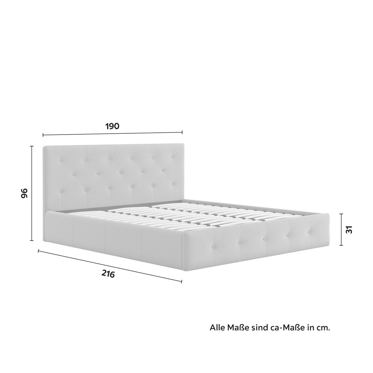 Pat tapițat gri deschis JULIE cca 180X200 gri deschis - gri deschis/culoare natur, Modern, metal/lemn (180/200cm) - Bessagi Home