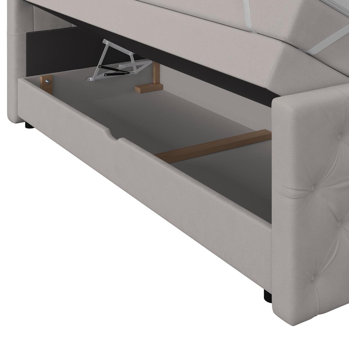 Boxspring Krevet Elio - srebrne boje/bež, Romantično / ladanjski, tekstil/plastika (160/200cm) - Modern Living