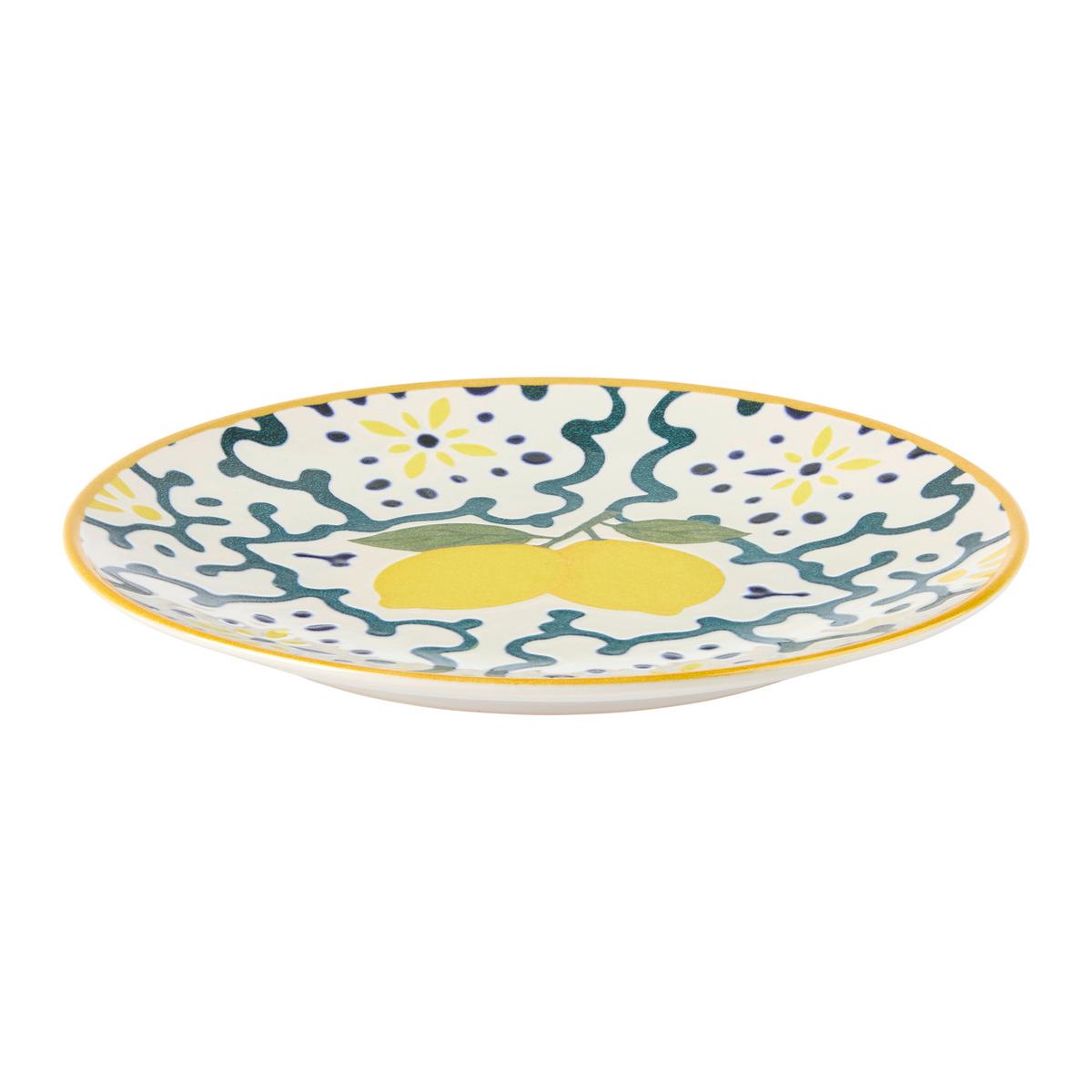 Dessertteller Lemons Blau/Gelb Ø ca. 20cm - Blau/Jadegrün, KONVENTIONELL, Keramik (20cm) - Mömax