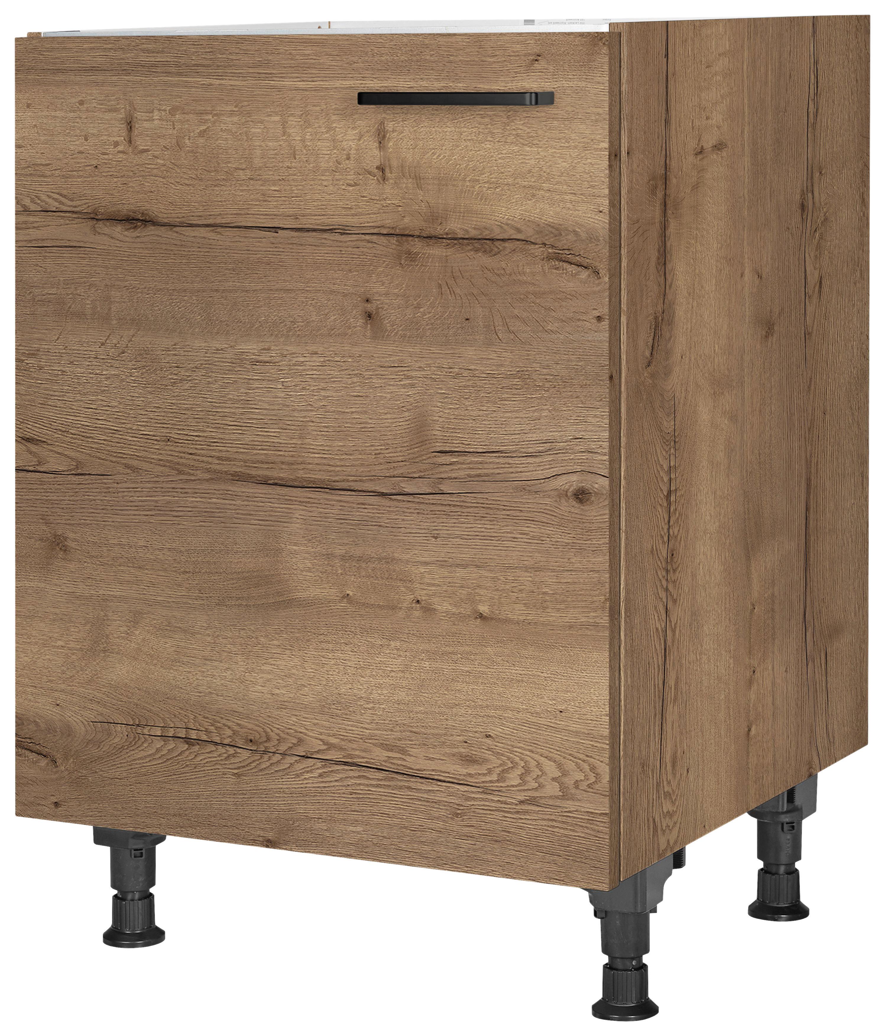 Spülenunterschrank Structura Eiche dunkel - Eiche dunkel/Schwarz, MODERN, Holzwerkstoff/Metall (60/87/56cm) - Nobilia