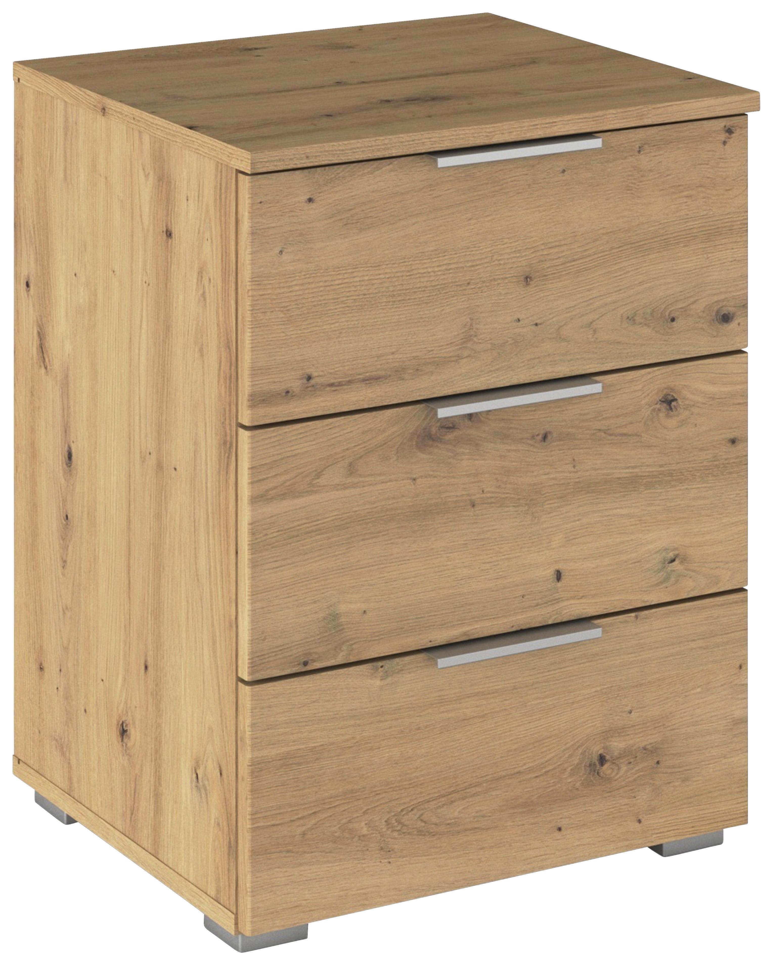 Nachtkästchen Mars 3L Eiche Artisan - Alufarben/Eiche Artisan, KONVENTIONELL, Holzwerkstoff/Kunststoff (47/62/42cm) - Mömax