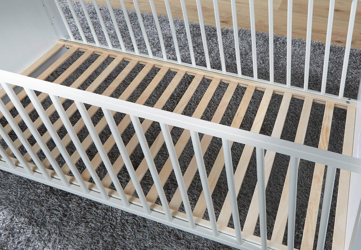 Pătuţ cu grilaj Star - alb, Konventionell, lemn/material pe bază de lemn (70/140cm)