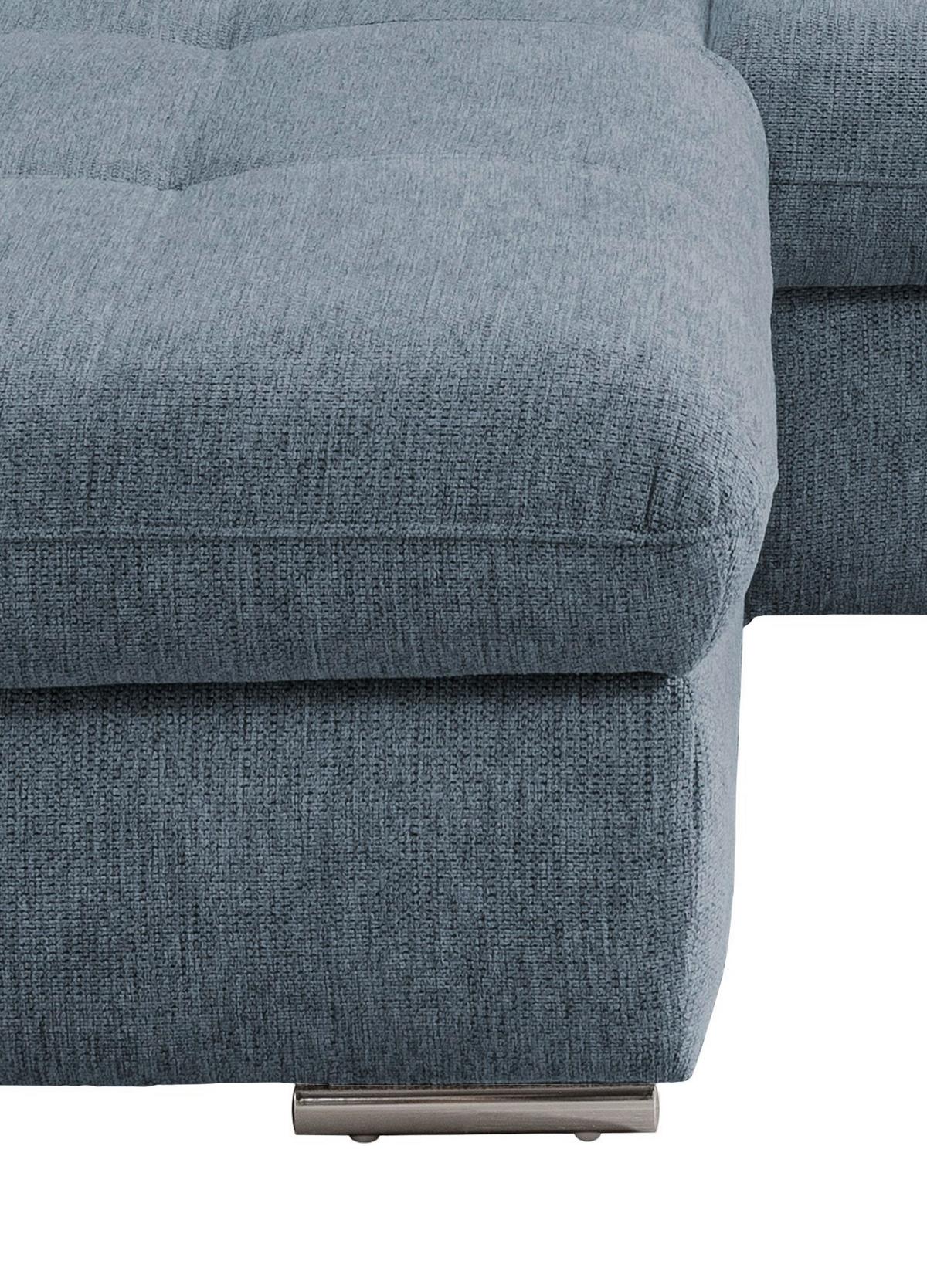Wohnlandschaft Dalida Hellblau Chenille - Chromfarben/Hellblau, Design, Textil/Metall (196/300cm) - Livetastic