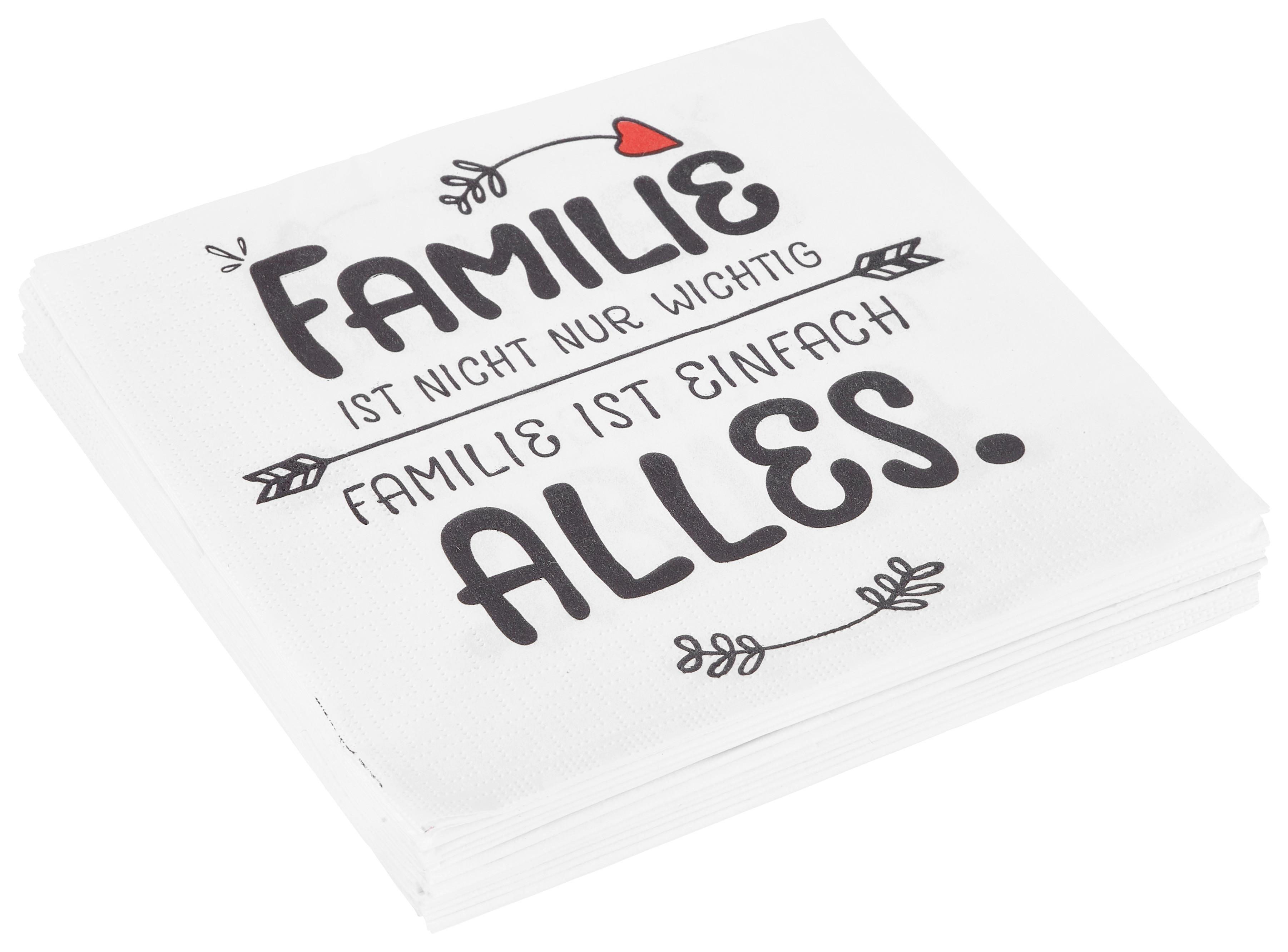 Serviette Laura in Weiss - Rot/Schwarz, Papier (33cm)