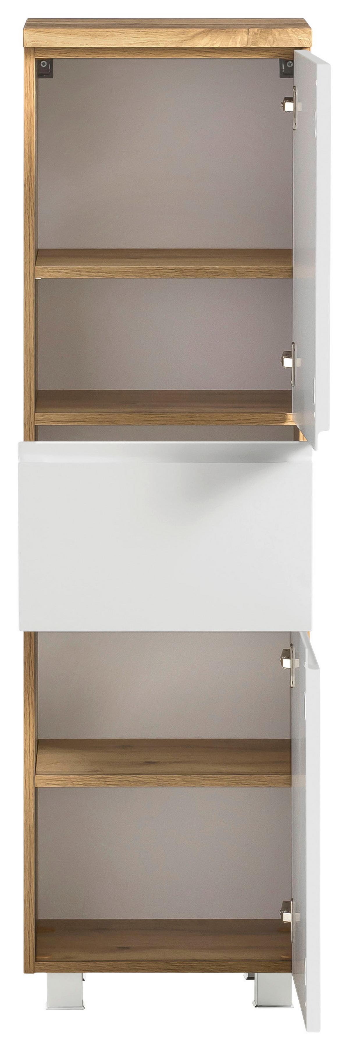 Midischrank Varese ca. 40x130 cm Weiß/Eiche - Eiche Wotan/Weiß, MODERN, Holzwerkstoff (40/130/35cm) - Held