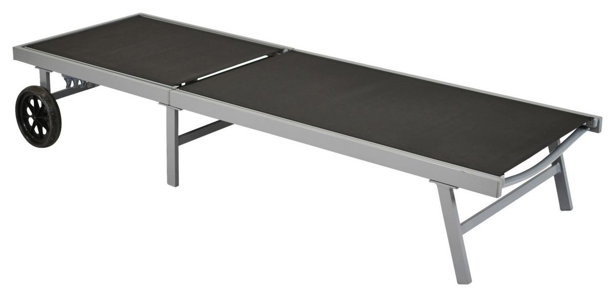 Gartenliege "Tessin" schwarz - Silberfarben/Grau, MODERN, Kunststoff/Metall (201/98/65cm) - Gardenson
