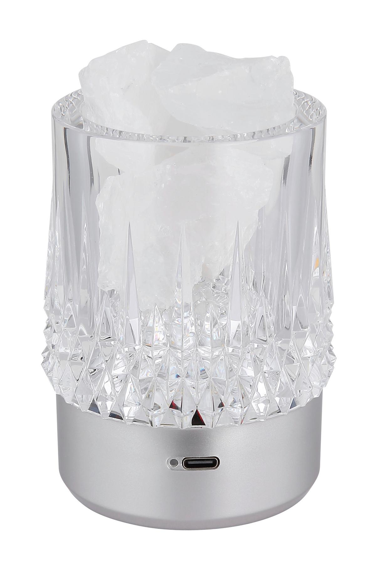 AKKU-TISCHLEUCHTE 21044S LIZZY - Weiss/Transparent, Basics, Kunststoff/Stein (7,8/10,5cm) - Globo