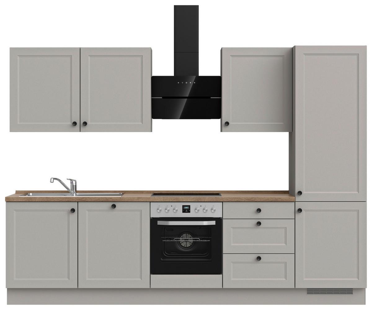 Küchenblock Cascada High m. Geräten Grau - Eiche dunkel/Schwarz, MODERN, Holzwerkstoff/Metall (300cm) - Nobilia