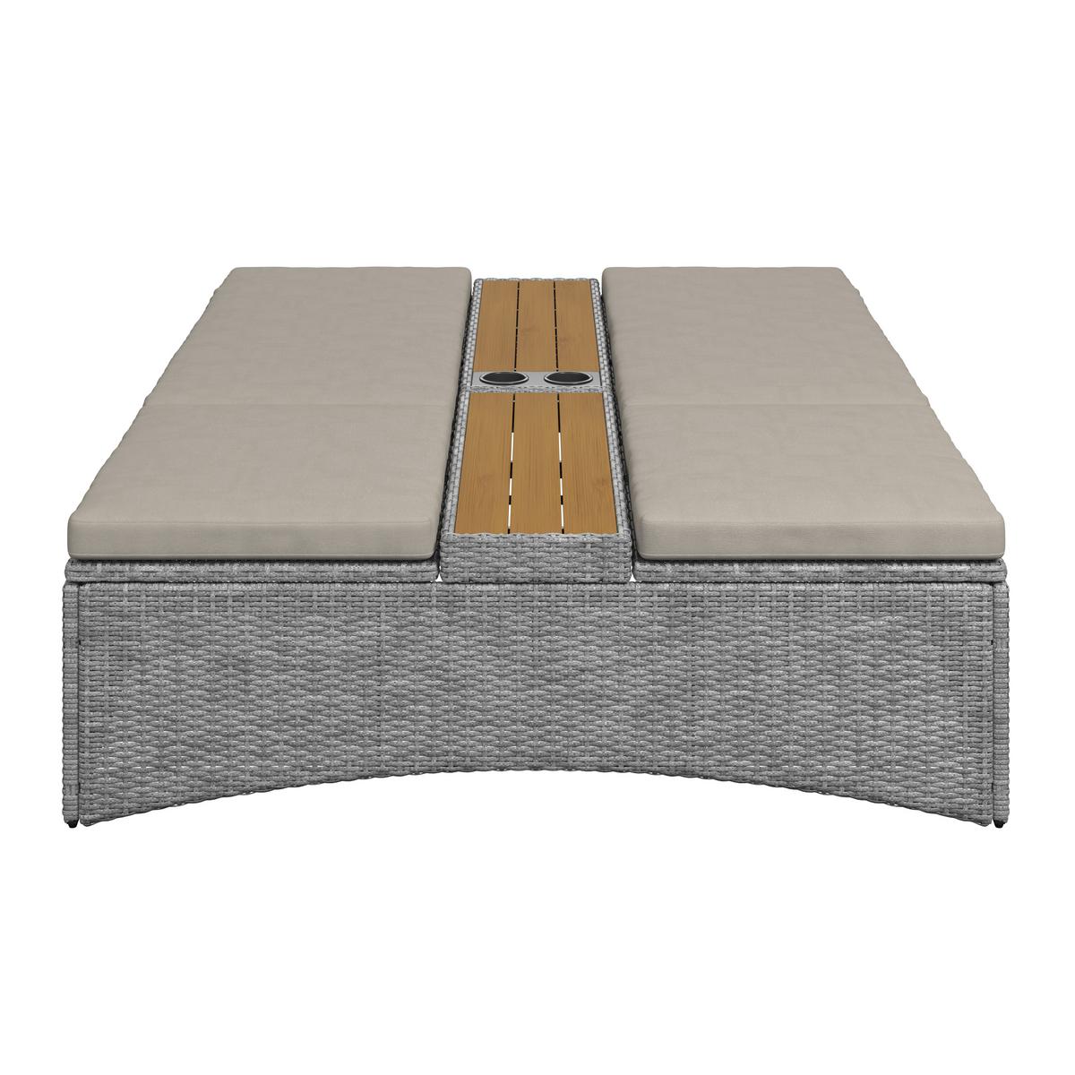 Gartenliege Monero Grau Holz/Metall/Kunststoff - Grau, MODERN, Holz/Kunststoff (203/155/150cm) - Bessagi Garden