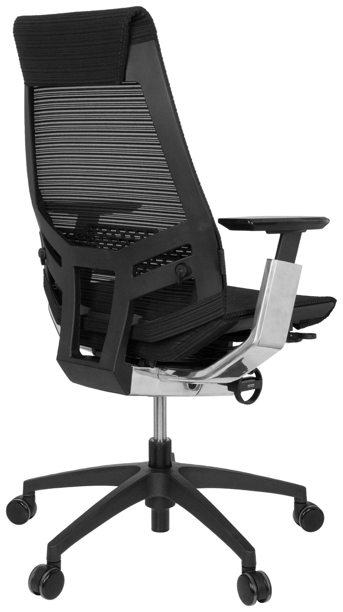 Pisarniški Stol Genidia Smart Black, Črna - barve kroma/črna, Moderno, umetna masa/tekstil (70/112/55cm) - MID.YOU