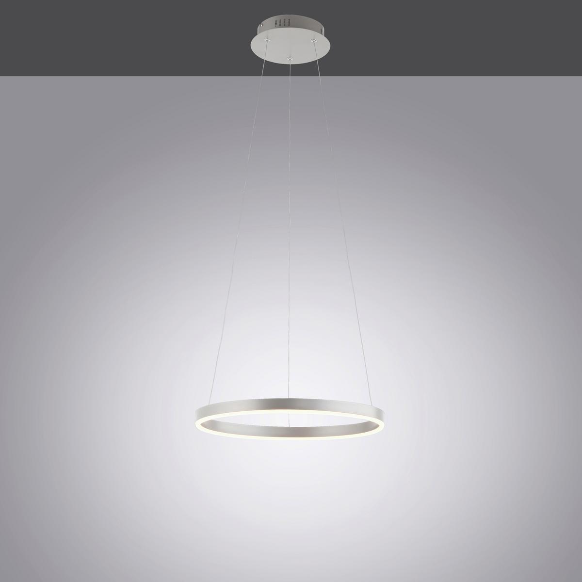 LAMPA WISZĄCA LED 15393-95 RITUS - kolor aluminiowy, Design, tworzywo sztuczne/metal (39/120cm)