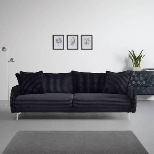 Bigsofa Kiss Schwarz - Chromfarben/Schwarz, MODERN, Holz/Metall (241/90/117cm) - Mömax