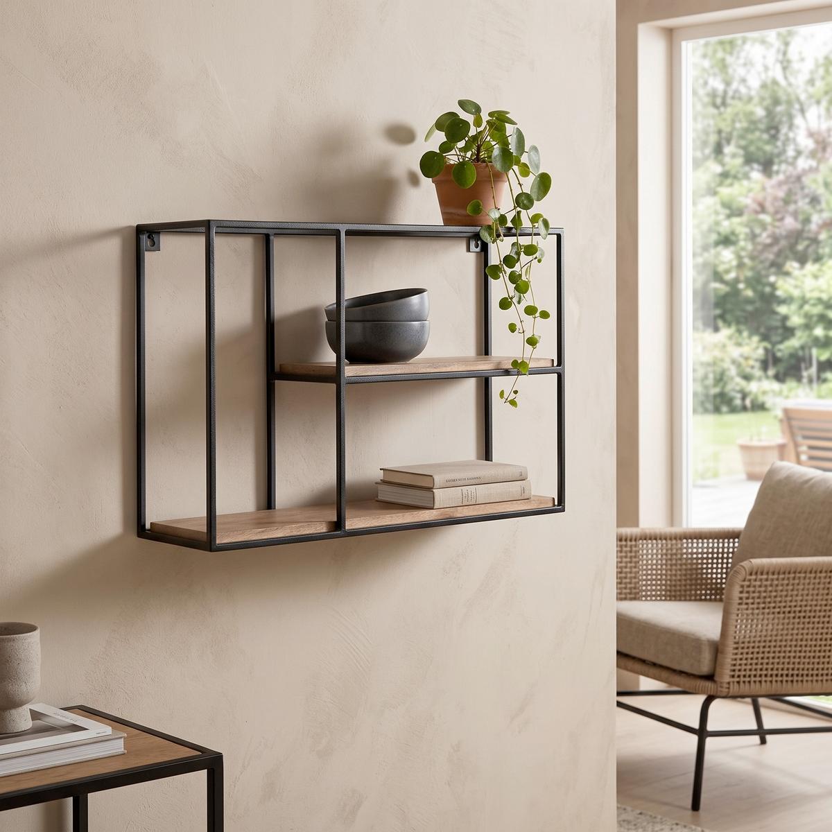 Etajeră De Perete Wl6.748 - negru, Design, metal (60/40/18cm) - MID.YOU