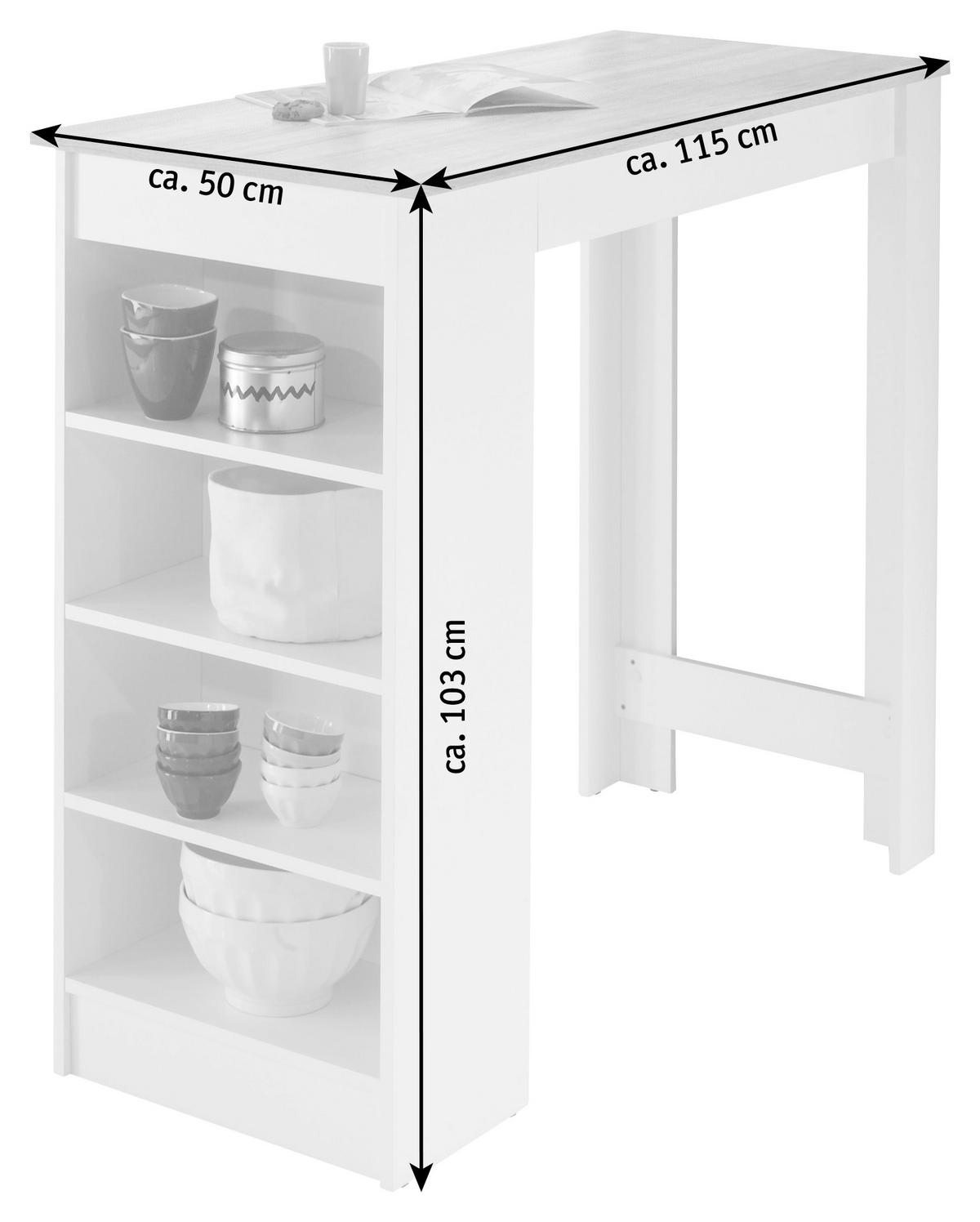 STÓŁ BAROWY MOJITO - kolor dębowy/biały, Design, materiał drewnopochodny (115/50/103cm) - MID.YOU