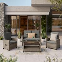 Gartenset Hannah Grau, 4-teilig - Grau, Basics, Kunststoff/Textil (55,5/92,5/42cm) - Mömax