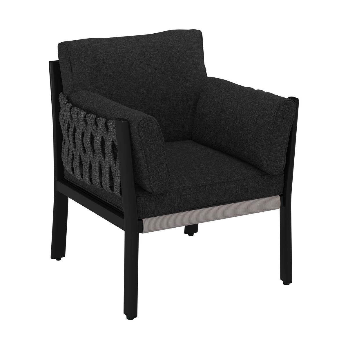 SALON DE JARDIN REPAS ELISA - Schwarz/Grau, Modern, Kunststoff/Textil (238/74/75cm) - Bessagi Garden