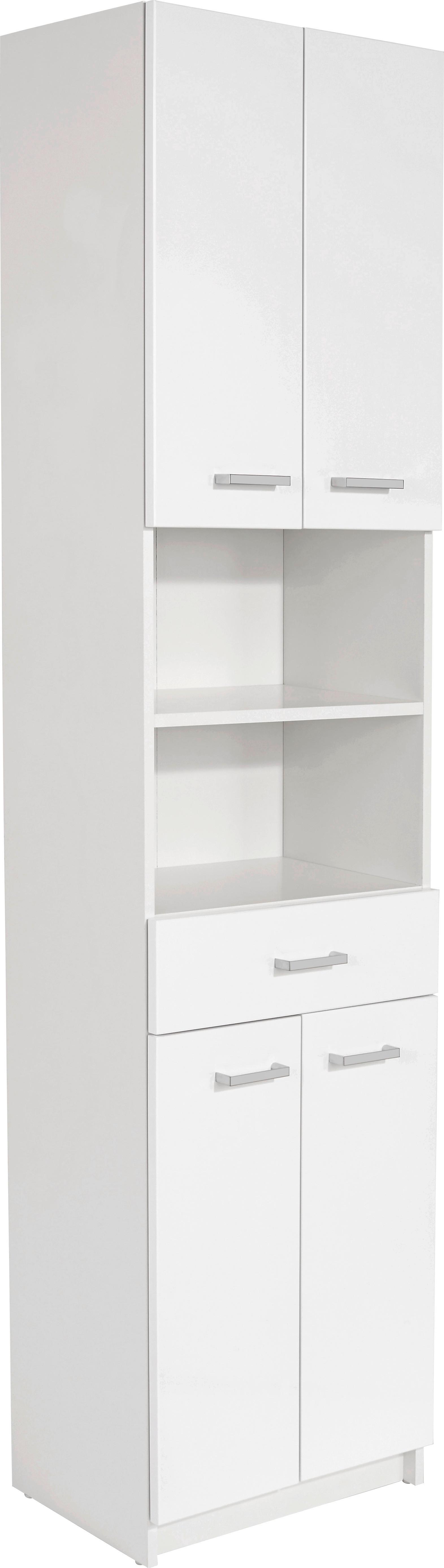 Visoki Ormar Fiola, Beli 50/192/30cm - boja hroma/bela, Konvencionalno, metal/pločasti materijal (50/192/30cm)