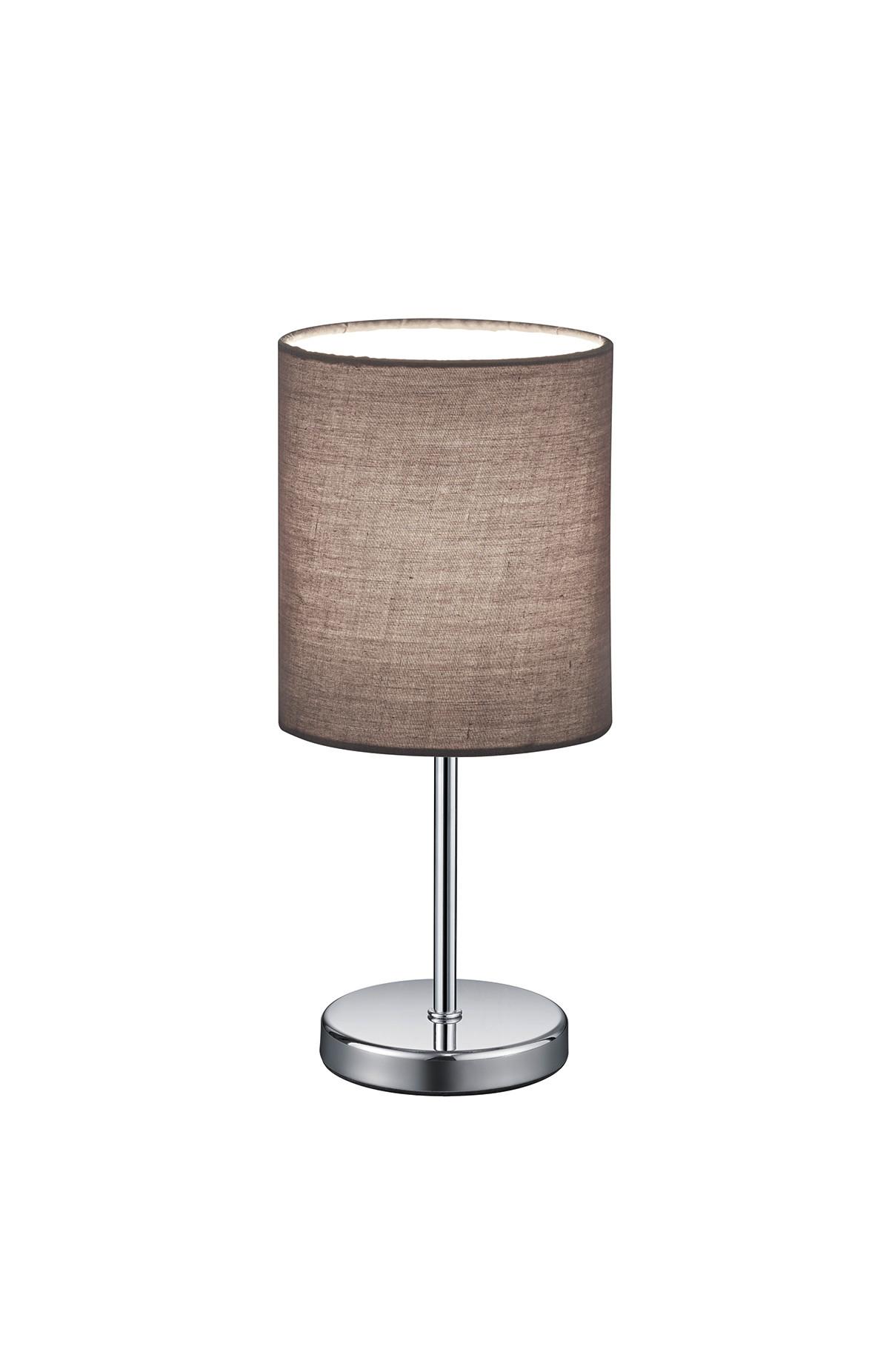 LAMPA STOŁOWA JIM *SBB* - szary/kolor chromowy, Basics, metal/tkanina (13/28,5cm) - Boxxx