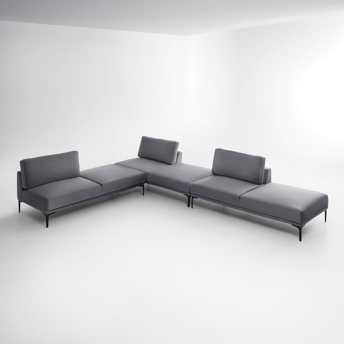 Sofa Tessa Dunkelgrau Samt - Dunkelgrau/Schwarz, MODERN, Textil/Metall (180,5/82,5/88,5cm) - Bessagi Home