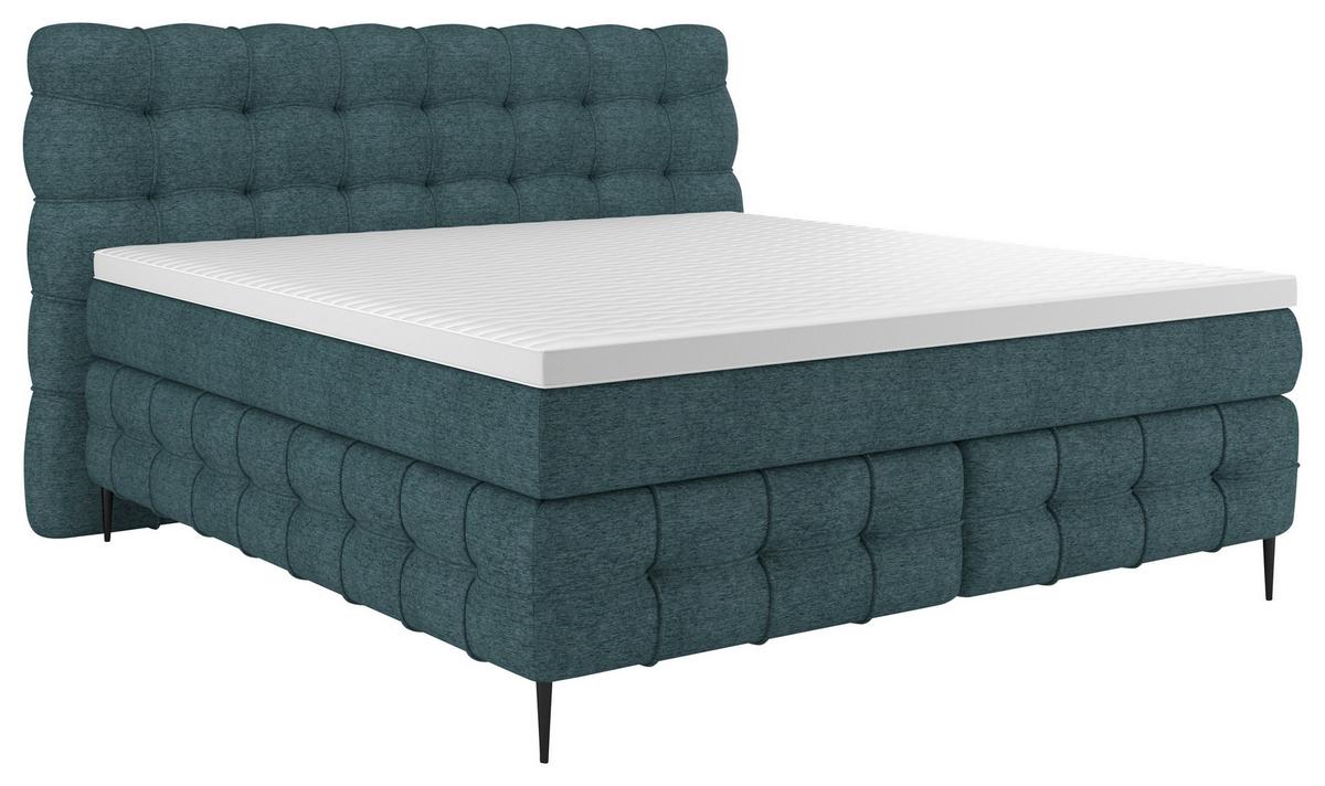 PAT BOXSPRING SCARLETT - turcoaz, Konventionell, lemn/textil (180/200cm)