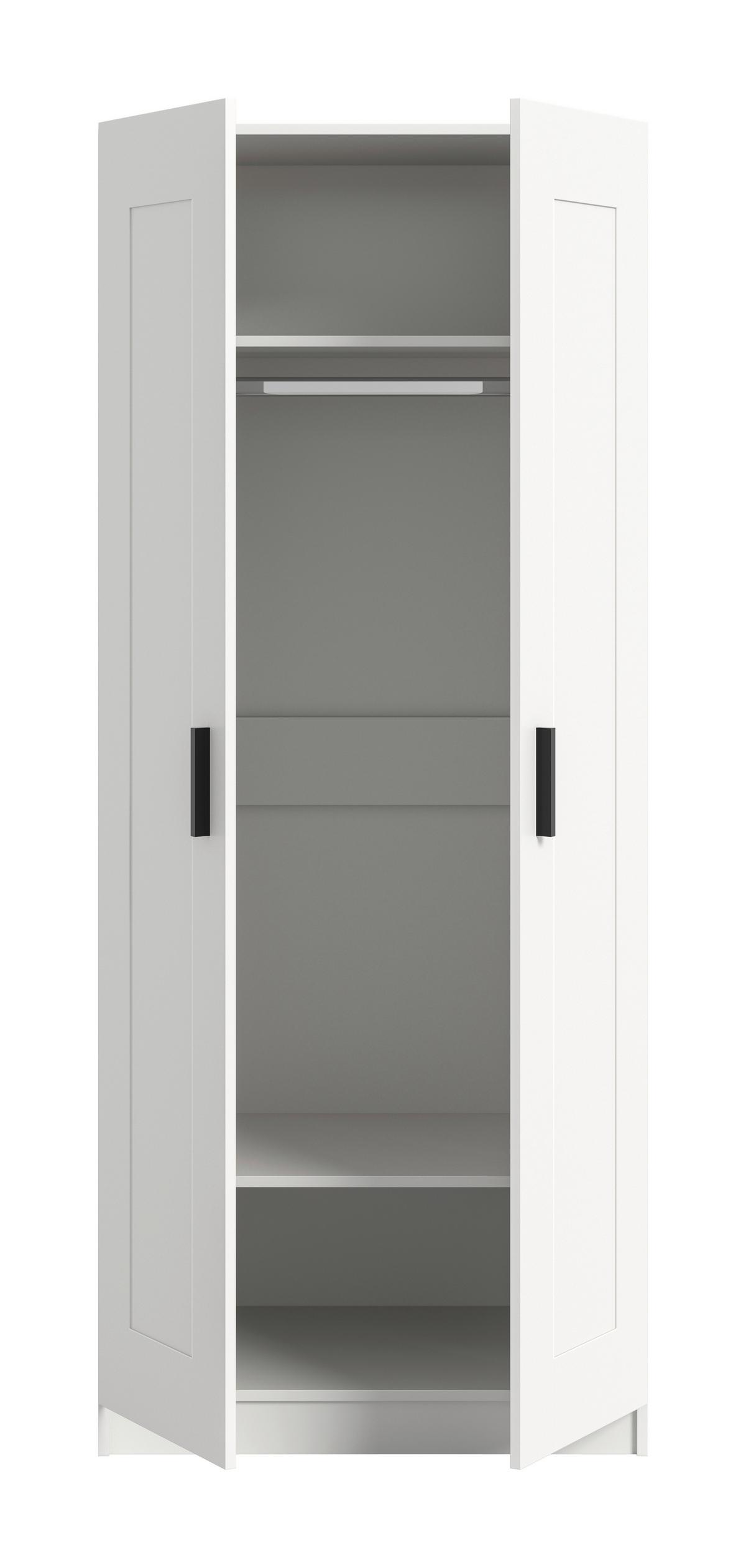 Drehtürenschrank Visby Weiß - Schwarz/Weiß, ROMANTIK / LANDHAUS, Holzwerkstoff/Kunststoff (80/195/56cm) - Livetastic