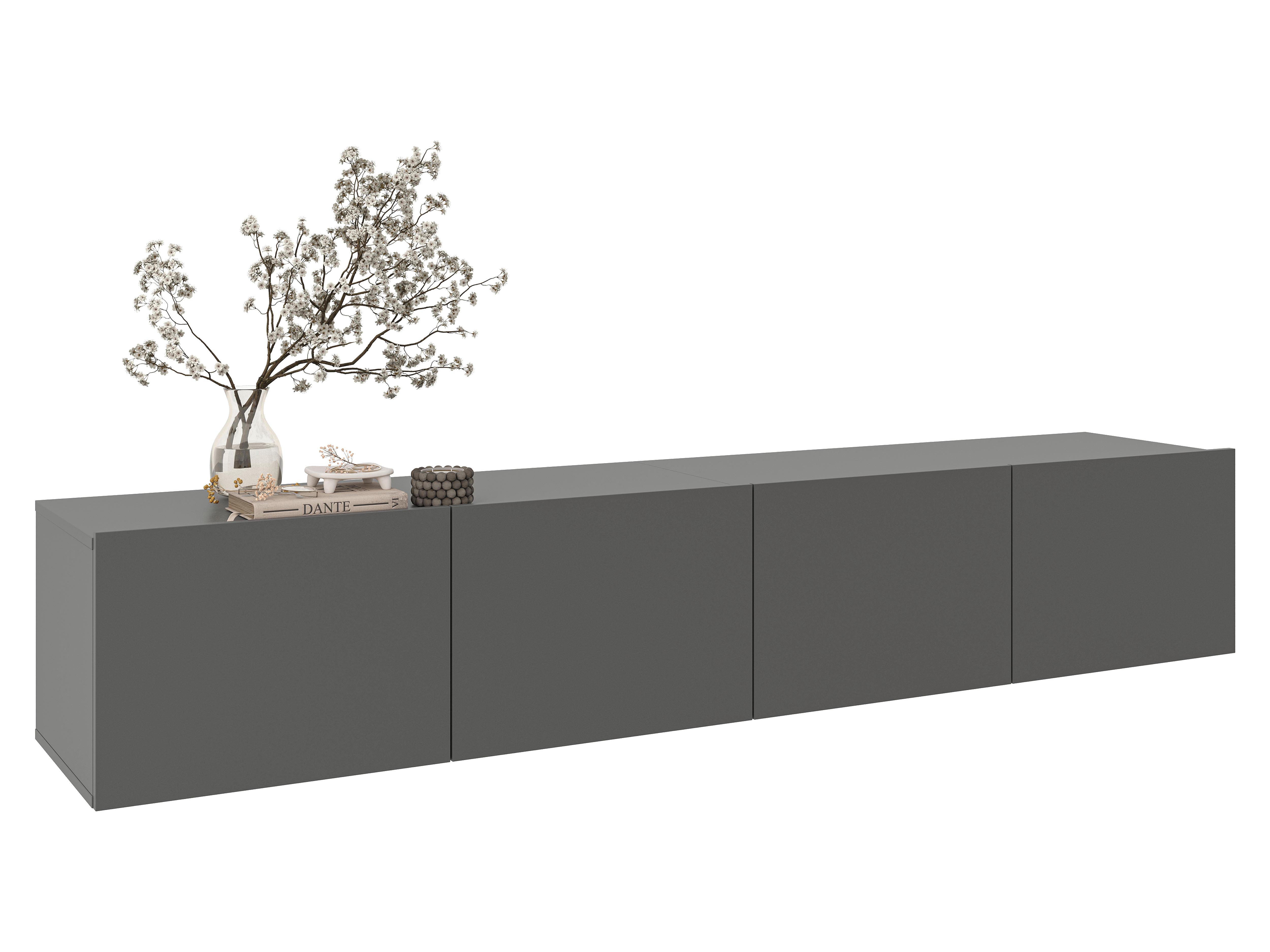 KOMODA NISKA NEWNIQ - antracytowy, Design, materiał drewnopochodny (200/36,7/42cm) - Hom`in