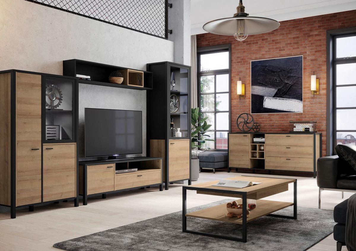 Tv-elem High Rock - tölgyfa színű/fekete, Design, faalapú anyag/fém (151,3/49,9/40,2cm) - Mömax