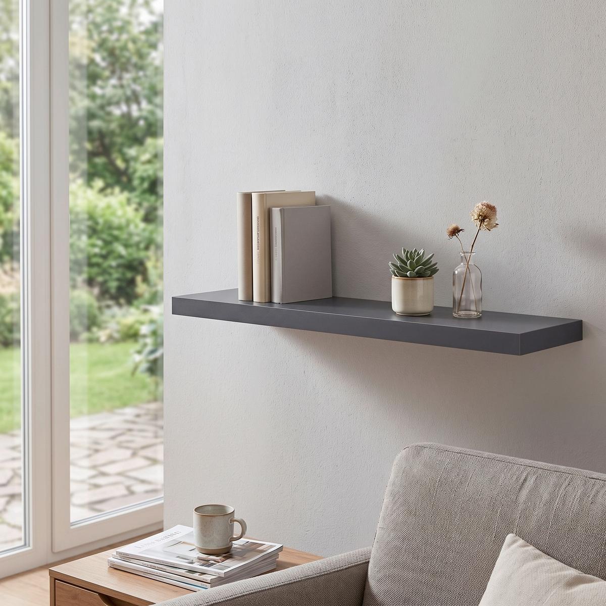 Zidna Polica Simple 80 Antracit - Moderno, drvni materijal (80/3,8/23,5cm) - Modern Living