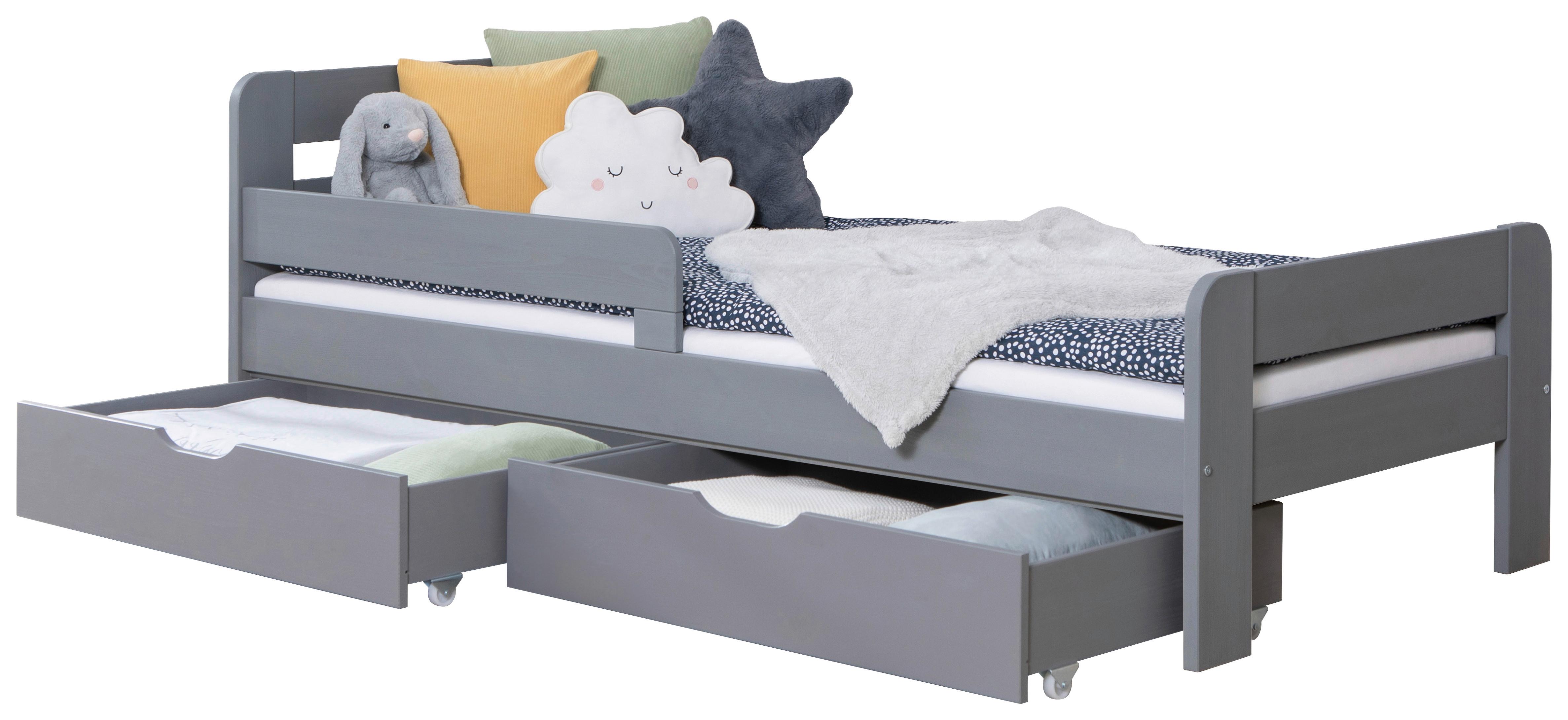 Bett Bennet mit Schubkasten ca. 90x200 cm Hellgrau - Hellgrau/Naturfarben, MODERN, Holz/Textil (90/200cm) - MID.YOU
