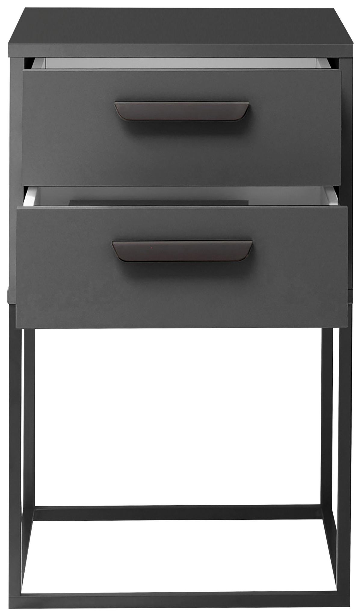 SZAFKA NOCNA SUNA - czarny/kolor grafitowy, Modern, materiał drewnopochodny/tworzywo sztuczne (40/65/38,5cm) - Livetastic