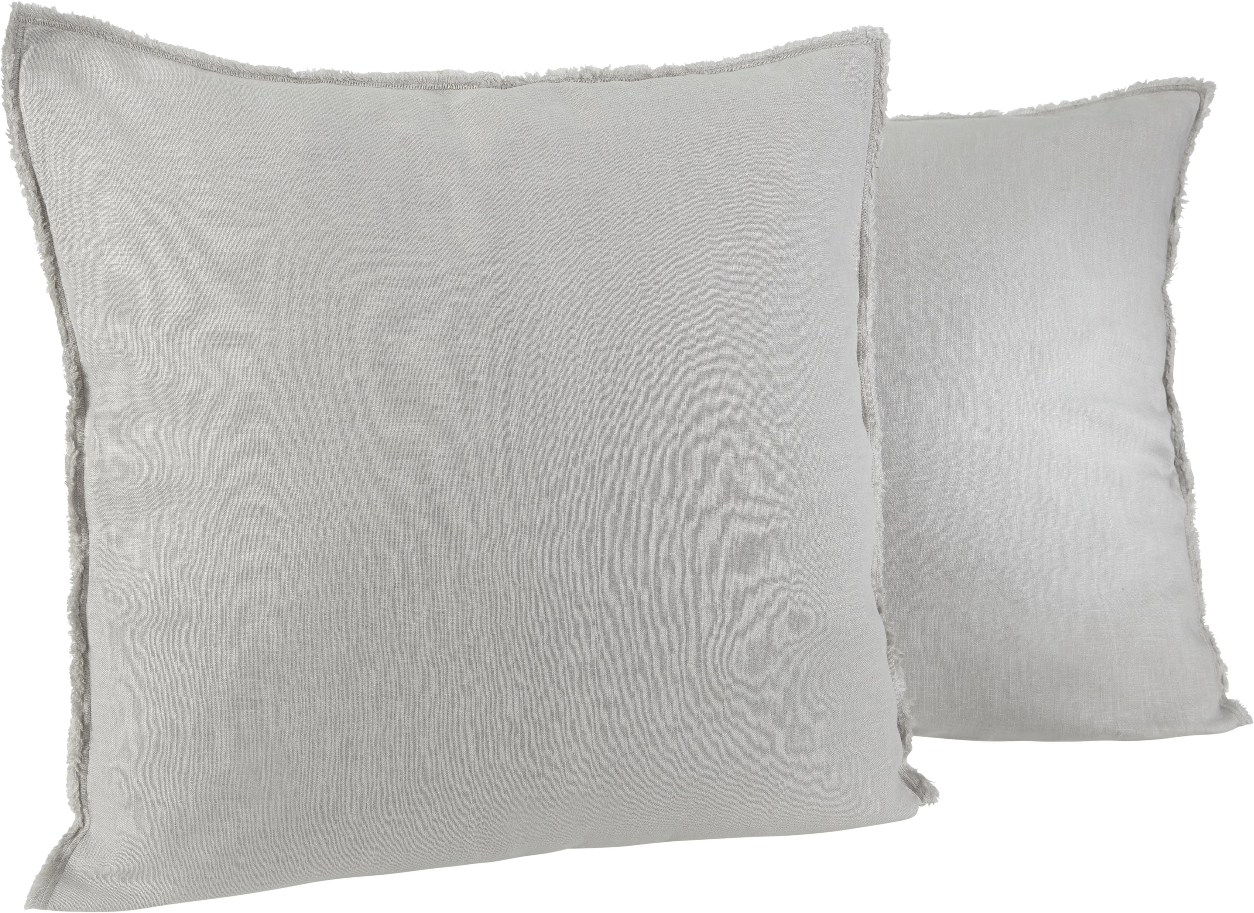 Kissen in Hellgrau 'Emilia'' ca. 50x50cm - Hellgrau, KONVENTIONELL, Textil (50/50cm) - Bessagi Home