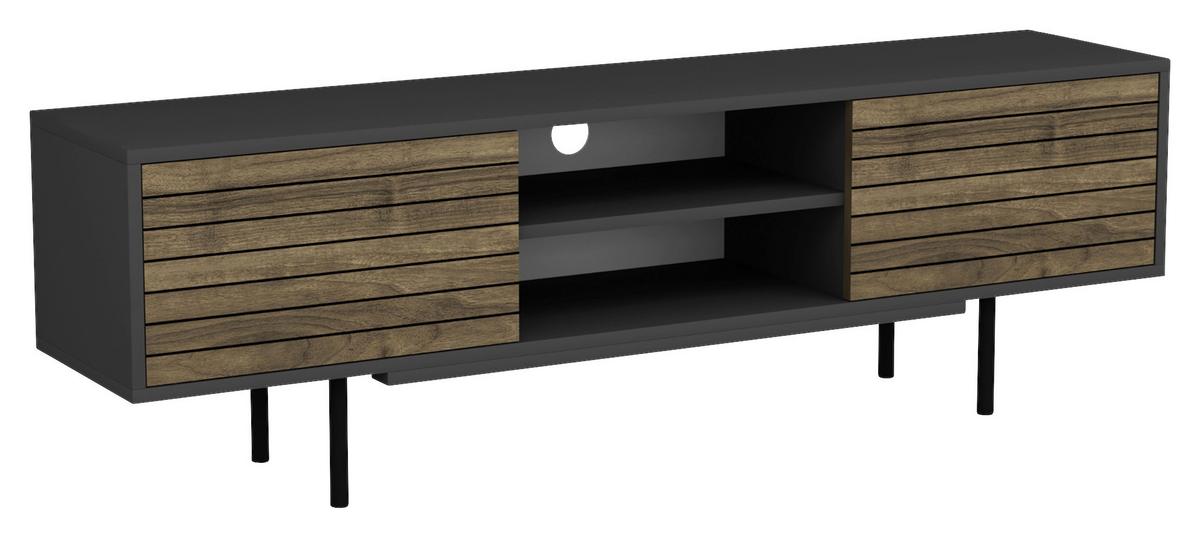 Lowboard Apollo Anthrazit /Walnussfarben B: ca. 160 cm - Anthrazit/Walnussfarben, Design, Holzwerkstoff (160/50,5/35cm) - Livetastic