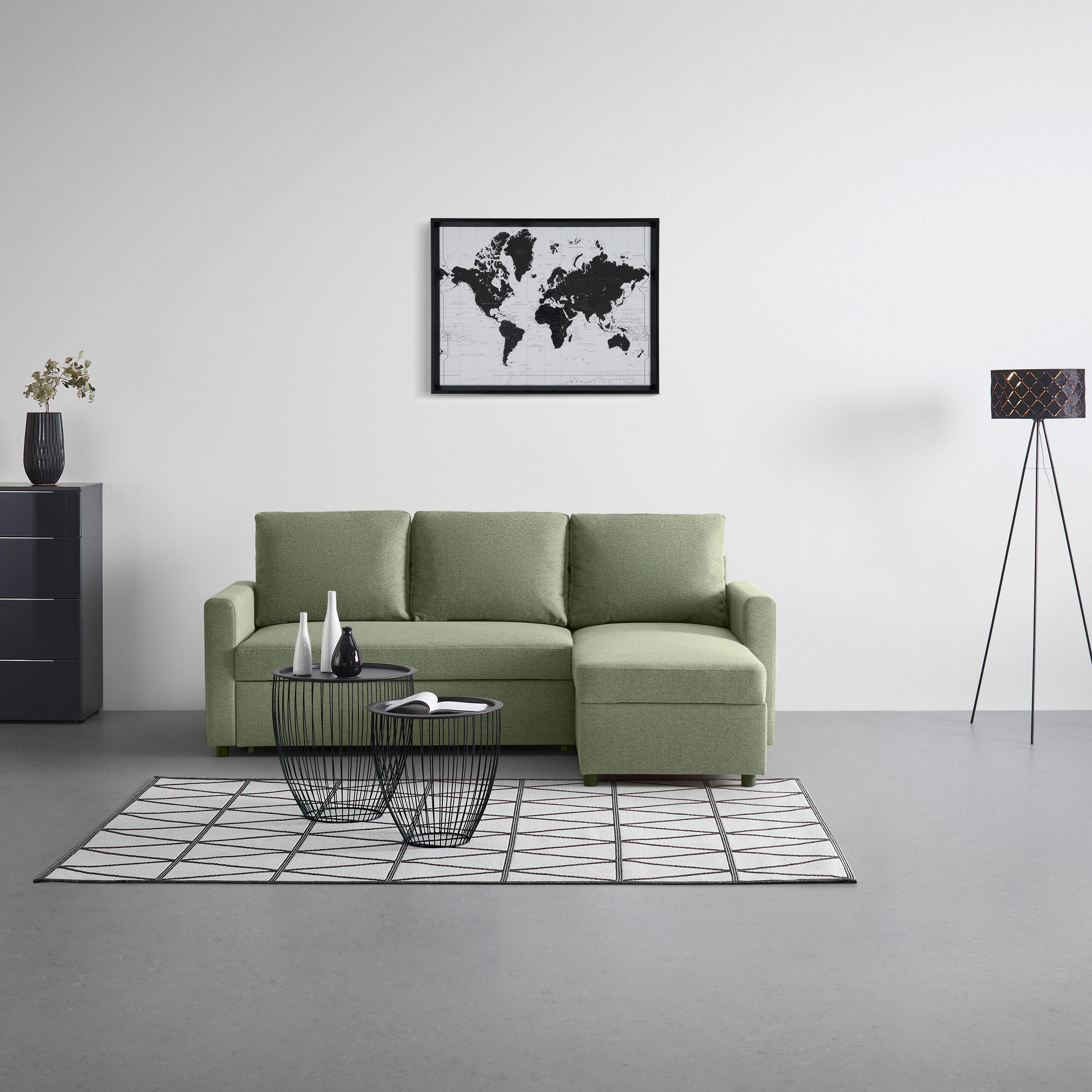 Wohnlandschaft Victoria Grün - Schwarz/Grün, MODERN, Holz/Holzwerkstoff (215/82/145cm) - Based