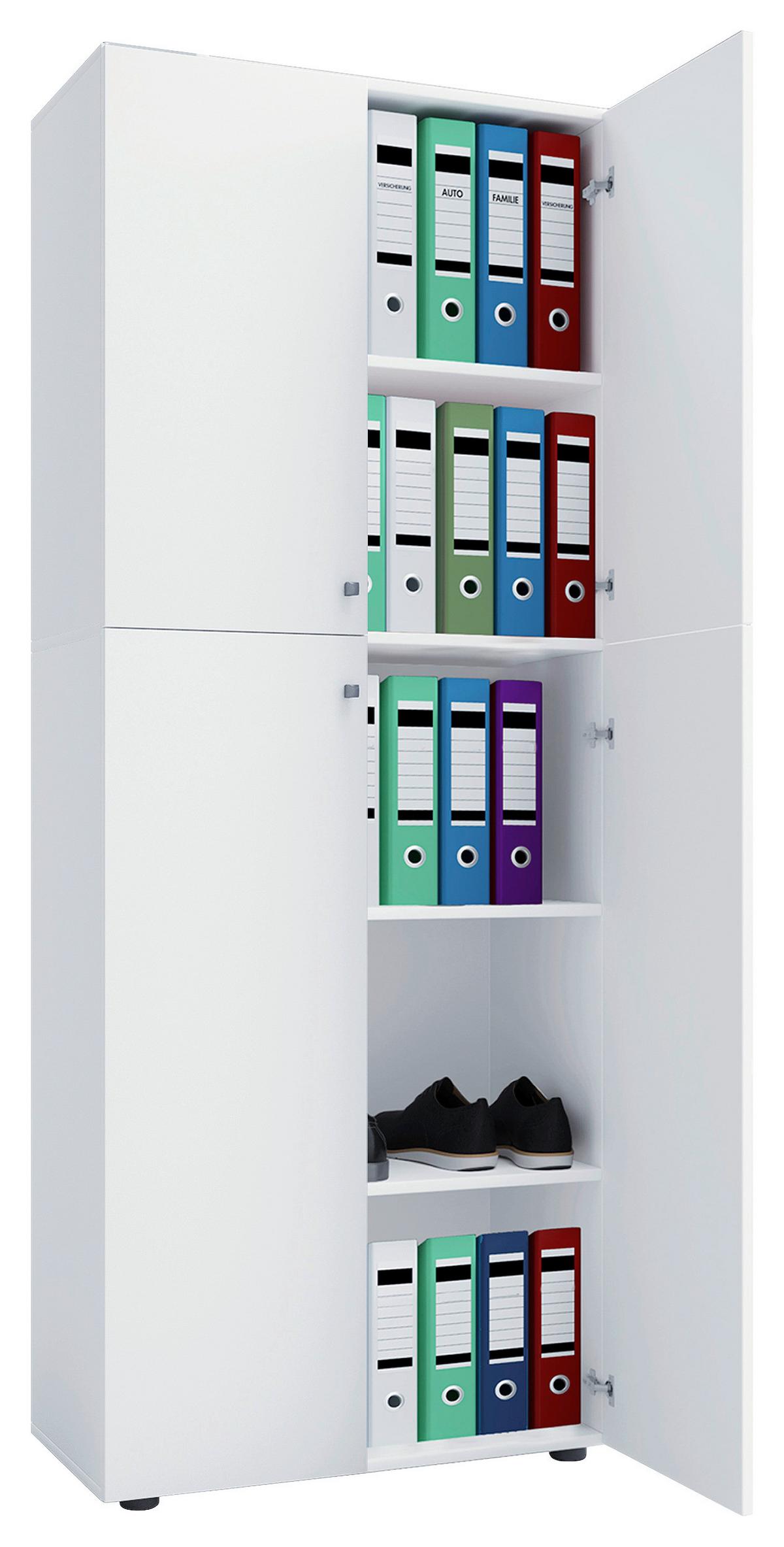 Pisarniška Omara Lona, Bela - bela, Konvencionalno, leseni material (70/182/37cm) - MID.YOU